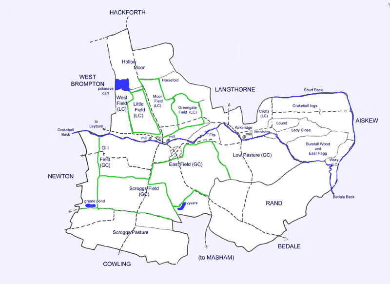 map of the open fields and common pasture before enclosure